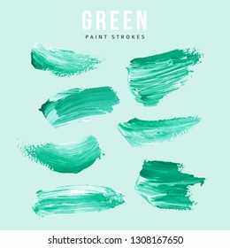 Green hand painted elements for design