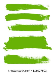 Green hand painted vector abstract brush strokes collection