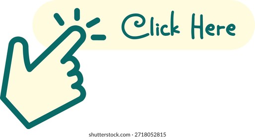 Green hand pointer clicking a yellow button sticker