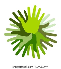 Green Hand Print icon, vector illustration