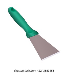 Green hand scraper on white background, vector illustration