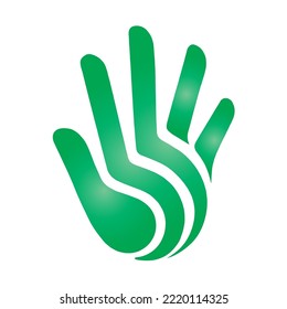 green hand vector logo design icon