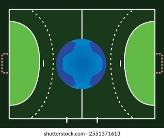  Green handball field. vector illustration