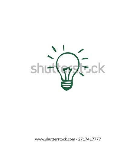 A green hand-drawn lightbulb with emanating lines, set against a white backdrop