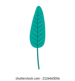 Green hand-drawn tropical leaf vector illustration