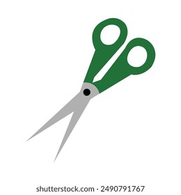 Green handled scissors with sharp silver blades cutting tools for school and crafts