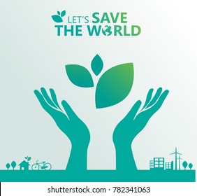Green hands leaves