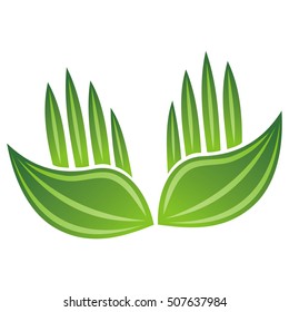 Green hands leaves. Vector illustration.