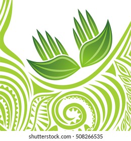 Green hands leaves. Vector illustration.