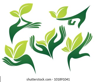 green hands and natural beauty vector collection of signs and symbols