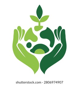 Green hands protect the Earth, symbolizing sustainability, environmental care, conservation, renewable energy, and eco-friendly living.