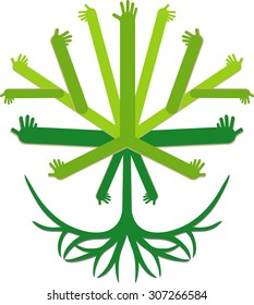 Green hands tree 