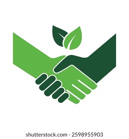 Green handshake. handshake  Handshake icon vector.