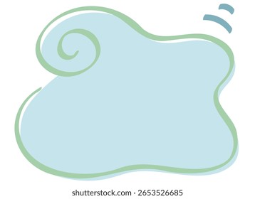 Green handwritten curly lines and blue fluffy frame