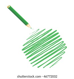 Green handwritten hexagon, vector illustration