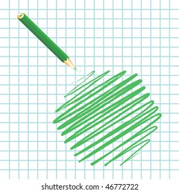 Green handwritten hexagon, vector illustration