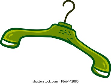 Grüner Kleiderbügel, Illustration, Vektorgrafik auf weißem Hintergrund.