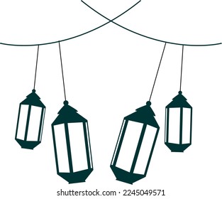 Green hanging lantern vector. Suitable for design materials with the theme of the month of Ramadan.