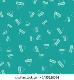 Green Hanging sign with text Closed icon isolated seamless pattern on green background. Business theme for cafe or restaurant.  Vector Illustration