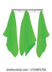 Green hanging towels. vector illustration