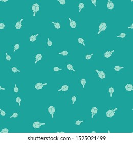 Green Hanukkah dreidel icon isolated seamless pattern on green background.  Vector Illustration