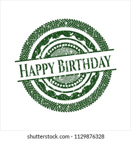 Green Happy Birthday grunge stamp