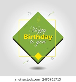 Green Happy Birthday to you, label, badge, with white background, editable eps file.