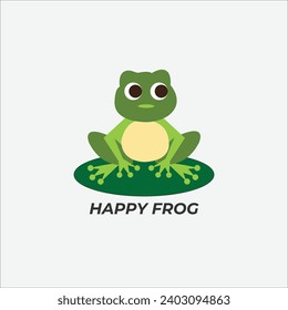 Green happy frog toad logo design vector