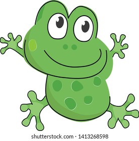 Green happy frog. Vector graphics