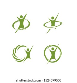 Green Happy man Logo vector Template