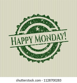 Green Happy Monday! distressed rubber stamp