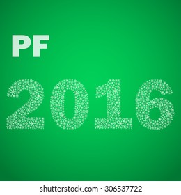green happy new year pf 2016 from little snowflakes eps10