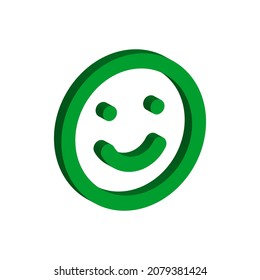 green happy smile 3d isometric stroke vector icon