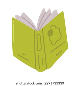 Green hardback book. Science, hobby, education concept cartoon vector illustration