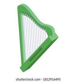 Green harp icon. Isometric of green harp vector icon for web design isolated on white background