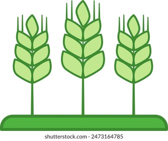 Green Harvest Icon. Vector Icon of Wheat Spikelets Growing in a Field. Organic Farming Concept