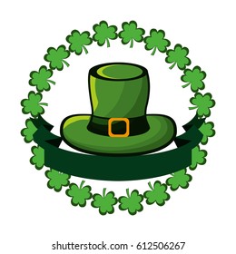 green hat accessory st patrick with clovers and ribbon