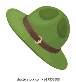 Green hat of a Canadian ranger. Canada single icon in cartoon style vector symbol stock illustration web.