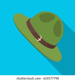 Green hat of a Canadian ranger. single icon in flat style vector symbol stock illustration web.