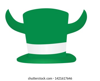 Green hat with horns. vector illustration