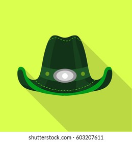 Green hat icon. Flat illustration of green hat vector icon for web
