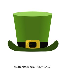 Green hat icon. Leprechaun Symbol. Colorful cartoon illustration isolated on white. Vector design.