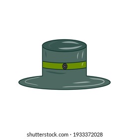 Green hat illustration. Idea for decors, logo, icon, gifts, ornaments, celebrations, invitation, greeting, meeting, fashion and clothes themes. Ready-made artwork. Isolated vectors.