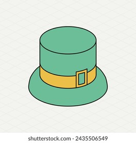 Green hat. Isometric icon. Symbol of Saint Patrick day. Vector illustration. Modern style.