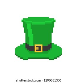 Green hat Leprechaun pixel art. Holiday of Ireland. St.Patrick 's Day. Traditional Irish holiday.