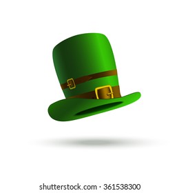 Green hat of a leprechaun.Vector illustration for St. Patrick's Day. St Patrick's Day element. Isolated object

