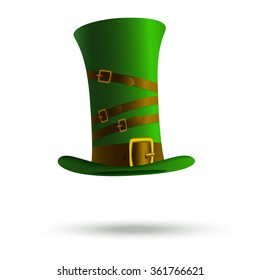 Green hat of a leprechaun.Vector illustration for St. Patrick's Day. St Patrick's Day element. Isolated object
