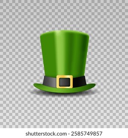 Green hat on an isolated background. Design element for St. Patrick's Day celebration. Vector illustration. Realistic hat