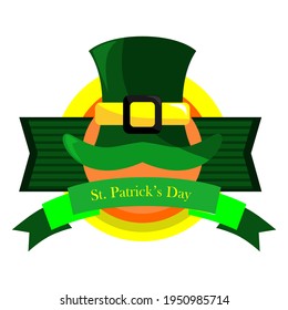  green hat and original lettering St. Patricks Day on a green background. Illustration for St. Patrick's day posters, greeting cards, print and web projects.