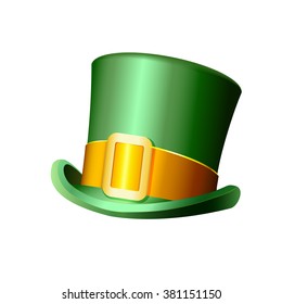 Green hat for saint Patrick Day. Irish fortune hat of leprechaun for lucky celebration.